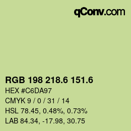 カラーコード: RGB 198 218.6 151.6 | qconv.com
