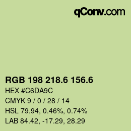 カラーコード: RGB 198 218.6 156.6 | qconv.com