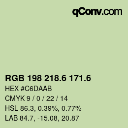 カラーコード: RGB 198 218.6 171.6 | qconv.com