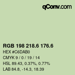 カラーコード: RGB 198 218.6 176.6 | qconv.com