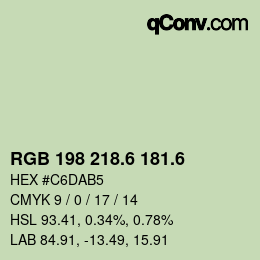 カラーコード: RGB 198 218.6 181.6 | qconv.com