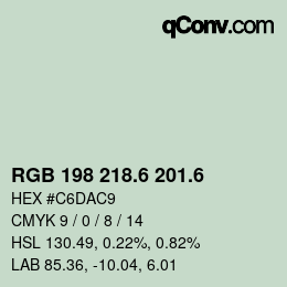 カラーコード: RGB 198 218.6 201.6 | qconv.com