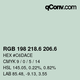 カラーコード: RGB 198 218.6 206.6 | qconv.com