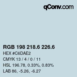 カラーコード: RGB 198 218.6 226.6 | qconv.com