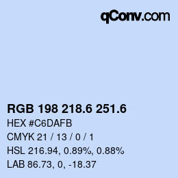 カラーコード: RGB 198 218.6 251.6 | qconv.com