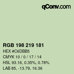 Color code: RGB 198 219 181 | qconv.com