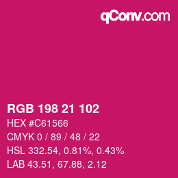 カラーコード: RGB 198 21 102 | qconv.com