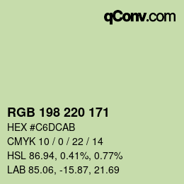 カラーコード: RGB 198 220 171 | qconv.com