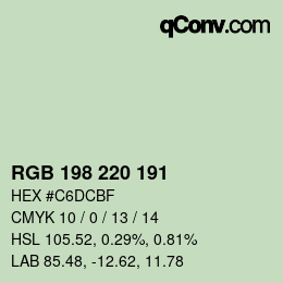 カラーコード: RGB 198 220 191 | qconv.com