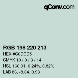 Color code: RGB 198 220 213 | qconv.com