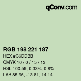 Color code: RGB 198 221 187 | qconv.com