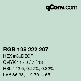 Color code: RGB 198 222 207 | qconv.com