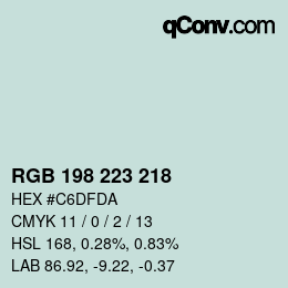 Code couleur: RGB 198 223 218 | qconv.com