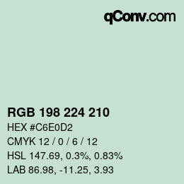 カラーコード: RGB 198 224 210 | qconv.com
