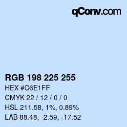 Farbcode: RGB 198 225 255 | qconv.com