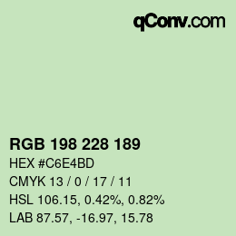 Color code: RGB 198 228 189 | qconv.com