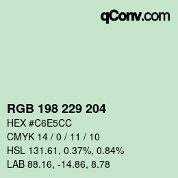 Color code: RGB 198 229 204 | qconv.com