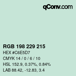 Color code: RGB 198 229 215 | qconv.com