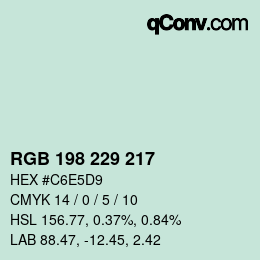 Color code: RGB 198 229 217 | qconv.com