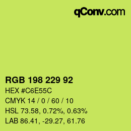 Color code: RGB 198 229 92 | qconv.com