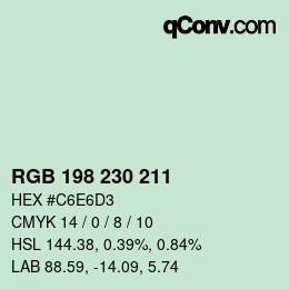 Color code: RGB 198 230 211 | qconv.com