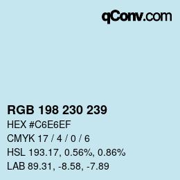 カラーコード: RGB 198 230 239 | qconv.com