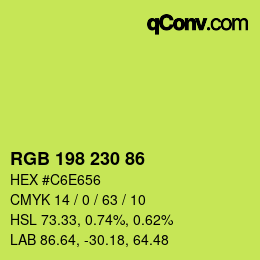 Color code: RGB 198 230 86 | qconv.com