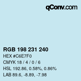 カラーコード: RGB 198 231 240 | qconv.com