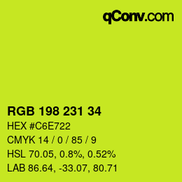 カラーコード: RGB 198 231 34 | qconv.com