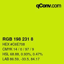 Color code: RGB 198 231 8 | qconv.com