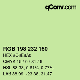 Color code: RGB 198 232 160 | qconv.com