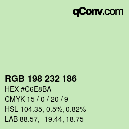 Color code: RGB 198 232 186 | qconv.com