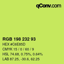Color code: RGB 198 232 93 | qconv.com