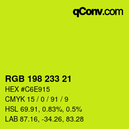 Color code: RGB 198 233 21 | qconv.com