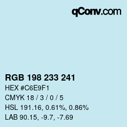 Color code: RGB 198 233 241 | qconv.com