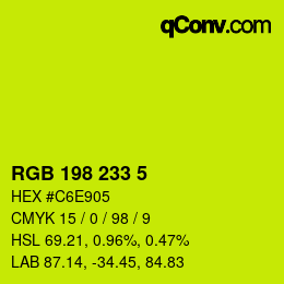 カラーコード: RGB 198 233 5 | qconv.com