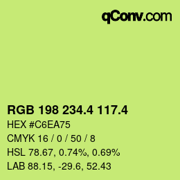 カラーコード: RGB 198 234.4 117.4 | qconv.com
