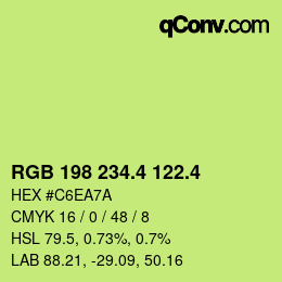 カラーコード: RGB 198 234.4 122.4 | qconv.com