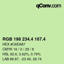 カラーコード: RGB 198 234.4 167.4 | qconv.com