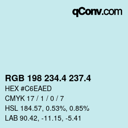 カラーコード: RGB 198 234.4 237.4 | qconv.com