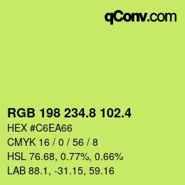 カラーコード: RGB 198 234.8 102.4 | qconv.com
