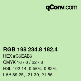カラーコード: RGB 198 234.8 182.4 | qconv.com