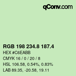 カラーコード: RGB 198 234.8 187.4 | qconv.com