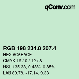 カラーコード: RGB 198 234.8 207.4 | qconv.com