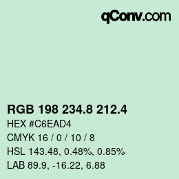 カラーコード: RGB 198 234.8 212.4 | qconv.com