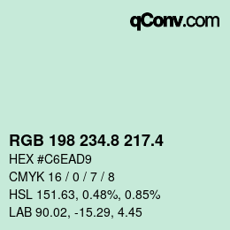 カラーコード: RGB 198 234.8 217.4 | qconv.com