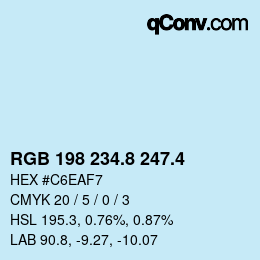 カラーコード: RGB 198 234.8 247.4 | qconv.com