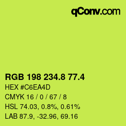 カラーコード: RGB 198 234.8 77.4 | qconv.com