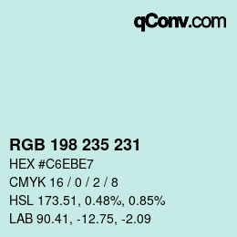 Color code: RGB 198 235 231 | qconv.com
