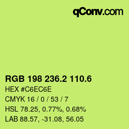 カラーコード: RGB 198 236.2 110.6 | qconv.com